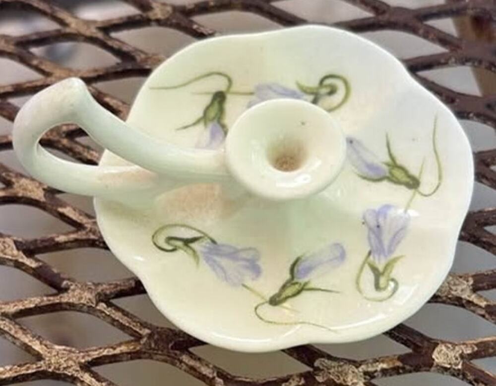 Sweet Violets Bone China Chamberstick Candle Holder